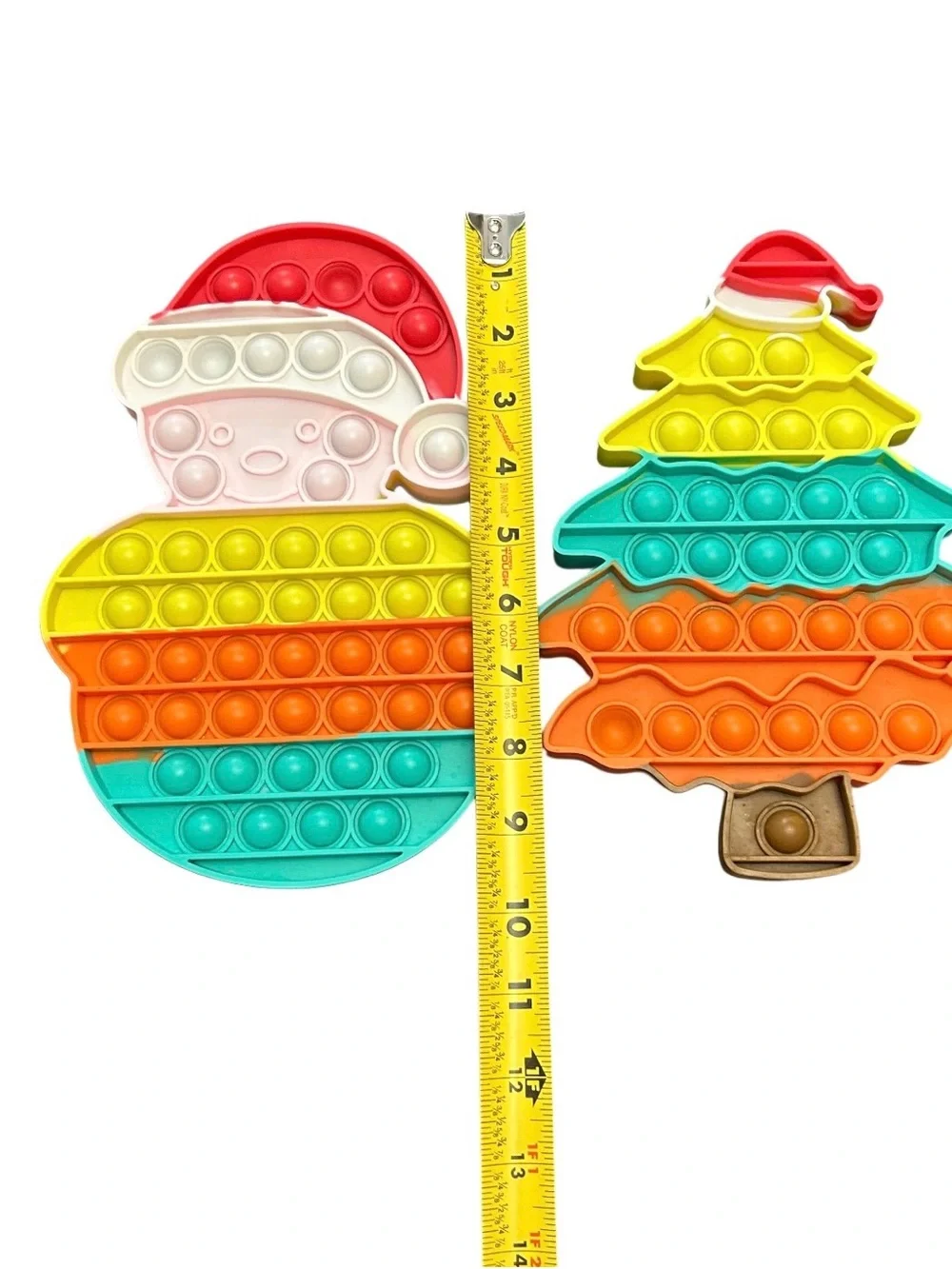 Stress Relief Fidget Toys Pop It Christmas Theme Snowman & Tree 10” Set Rainbow